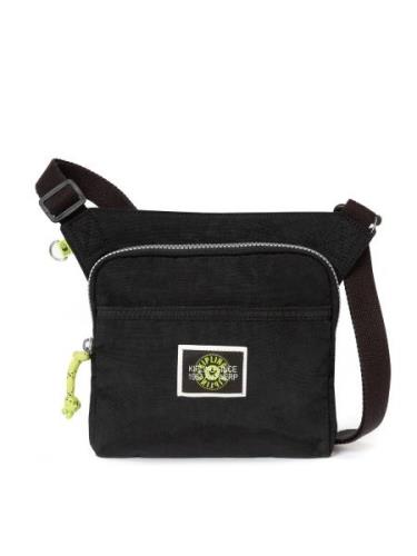 KIPLING Skuldertaske 'Almiro'  neongrøn / sort / hvid