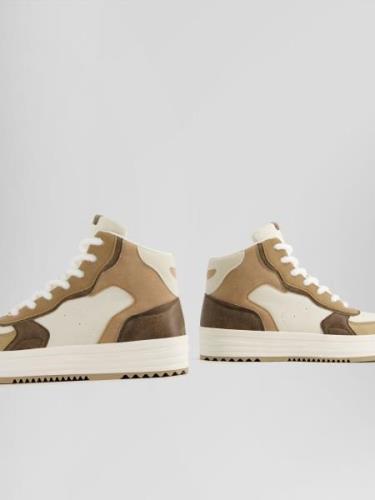 Bershka Sneaker high  beige / brun / lysebrun / hvid