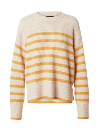 PIECES Pullover 'LINE'  gylden gul / stone