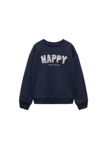 MANGO KIDS Sweatshirt 'Happy'  beige / navy / lyseblå / lyserød