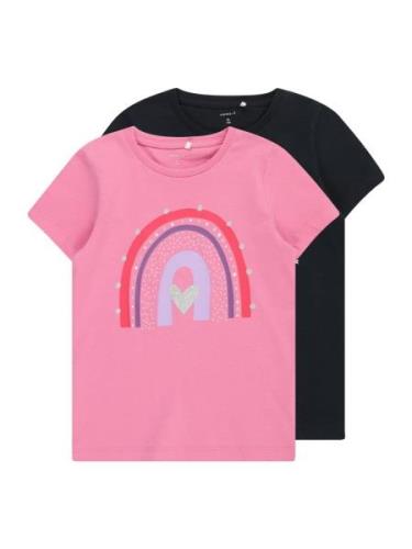 NAME IT Bluser & t-shirts 'BEATE'  lilla / pink / sort / sølv