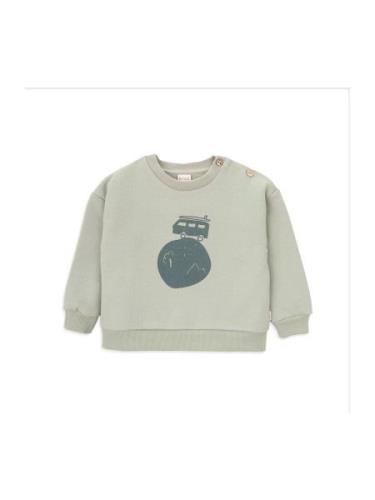 KNOT Sweatshirt 'Van Life'  pastelgrøn / mørkegrøn