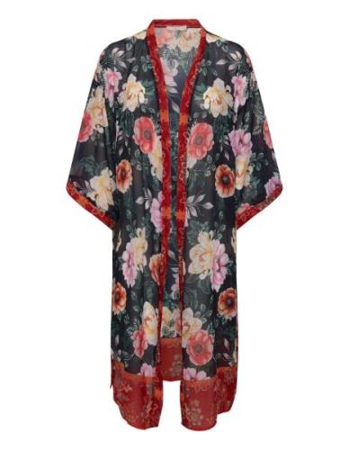 Cream Kimono 'Nioki'  blandingsfarvet / sort