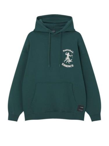 Pull&Bear Sweatshirt  mørkegrøn / hvid
