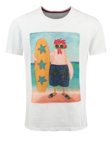 Key Largo Bluser & t-shirts 'SURFING CHICKEN'  blandingsfarvet / hvid