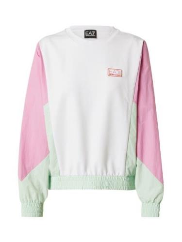 EA7 Emporio Armani Sportsweatshirt  pastelgrøn / lys pink / hvid