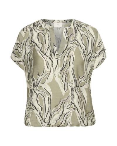 Kaffe Bluse 'Elino'  khaki / grøn-meleret / sort