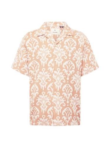 JACK & JONES Skjorte 'ALIJAH'  lysebrun / hvid