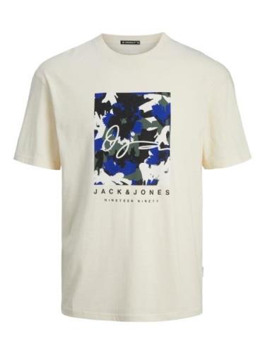 JACK & JONES Bluser & t-shirts 'ARUBA'  creme / blå / basalgrå / sort