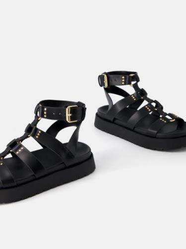 Bershka Sandaler med rem  guld / sort