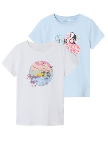 NAME IT Bluser & t-shirts 'VIX'  lyseblå / pink / sort / hvid