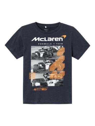 NAME IT Shirts 'NKMMateo Mclaren'  mørkeblå / grå / orange / hvid