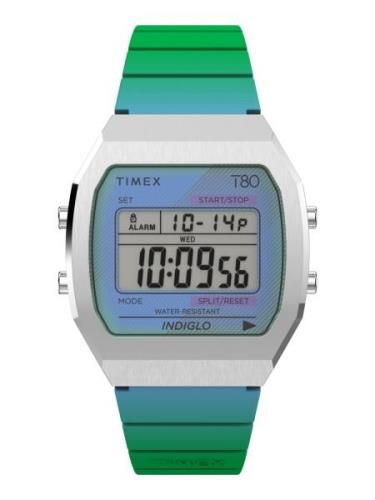 TIMEX Digitalur 'Timex Lab T80'  røgblå / græsgrøn / sølv