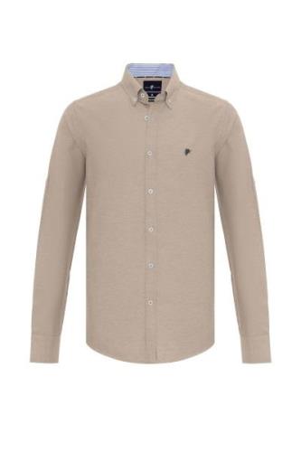 DENIM CULTURE Skjorte 'CURTIS'  beige / blå