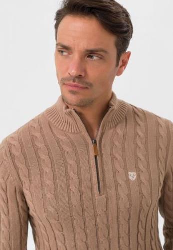 Jimmy Sanders Pullover  camel / hvid