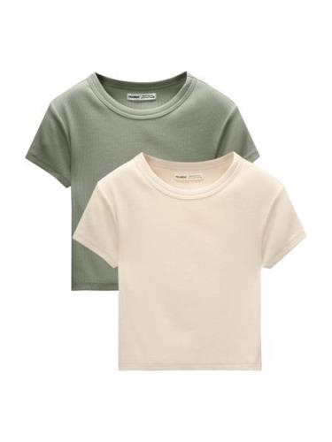 Pull&Bear Shirts  grøn / hvid