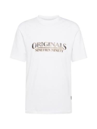 JACK & JONES Bluser & t-shirts 'GRAND'  beige / sort-meleret / hvid