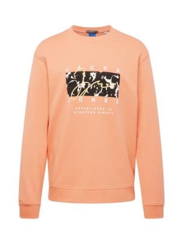 JACK & JONES Sweatshirt 'ARUBA'  orange / sort / hvid