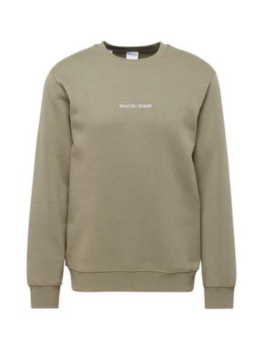 SELECTED HOMME Sweatshirt 'SLHHANKIE'  grøn / offwhite