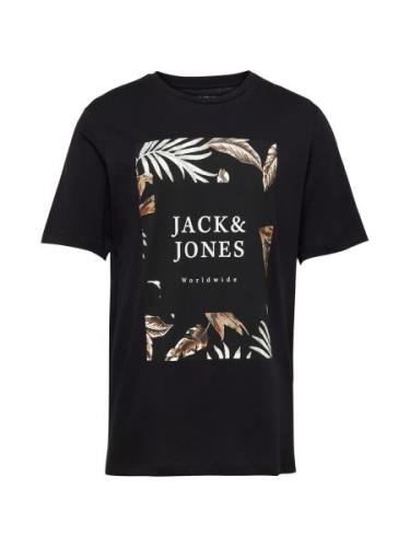 JACK & JONES Bluser & t-shirts 'JJFLOOR'  umbra / gran / sort / hvid