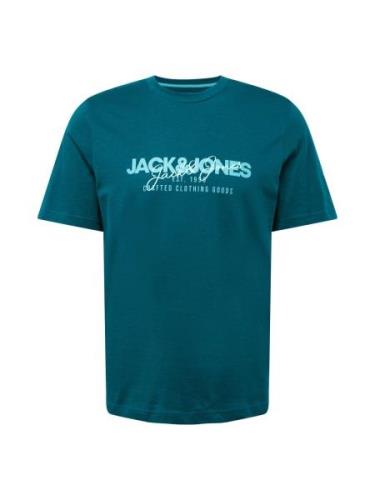 JACK & JONES Bluser & t-shirts 'JJALVIS'  turkis / petroleum / hvid