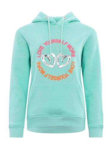 Zwillingsherz Sweatshirt 'Love Peace Hope'  mint / orange / pink / søl...