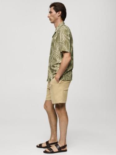 MANGO MAN Skjorte 'BOMBAY'  khaki / naturhvid