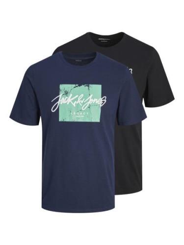 JACK & JONES Bluser & t-shirts 'TILEY'  mørkeblå / mint / sort / hvid