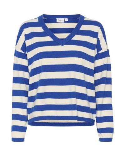 SAINT TROPEZ Pullover 'Fikam'  blå / hvid