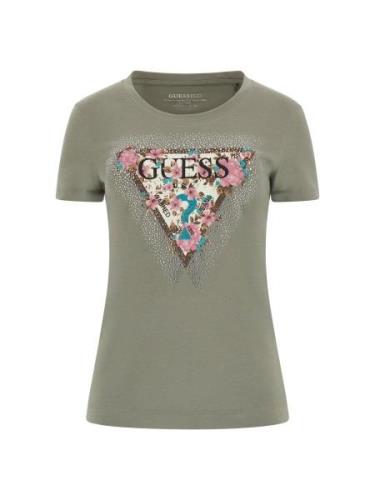 GUESS Shirts 'CHERRY FLOWER'  mørkebrun / pastelgrøn / sort / sølv