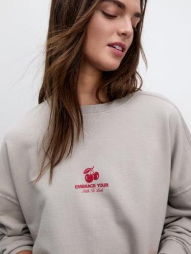 Pull&Bear Sweatshirt  taupe / rød