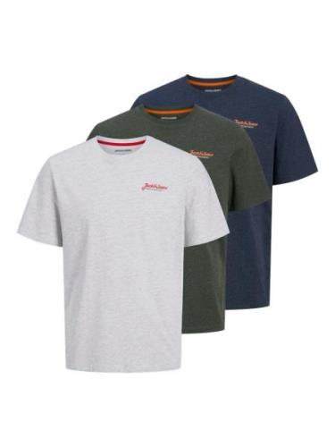 JACK & JONES Bluser & t-shirts 'ERIK'  blå-meleret / grå-meleret / grø...