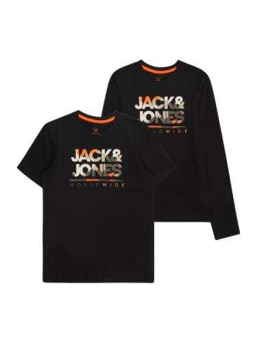 Jack & Jones Junior Shirts 'JJLUKE'  mørkegrå / orange / sort / hvid