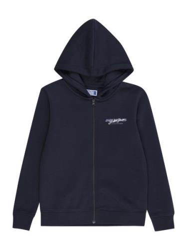 Jack & Jones Junior Sweatjakke 'JJAlvis'  navy / violetblå / hvid