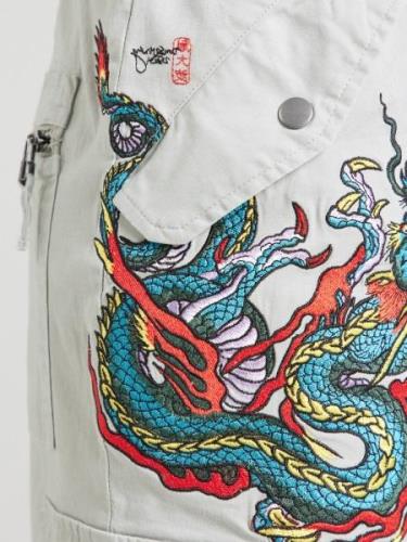 Ed Hardy Cargobukser 'TWISTED DRAGON'  cyanblå / gul / lysegrå / rød