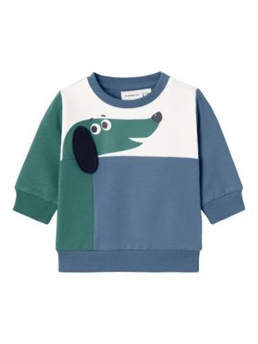 NAME IT Sweatshirt 'KIEGO'  safir / jade / sort / hvid