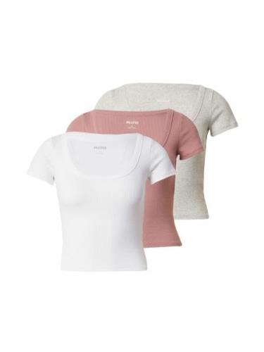 HOLLISTER Shirts 'SCOOP'  grå-meleret / gammelrosa / hvid