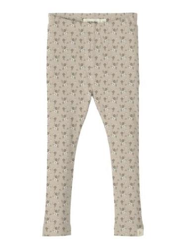 Lil'Atelier Leggings 'NMFGAGO LIL'  beige / mørkegrøn / hvid