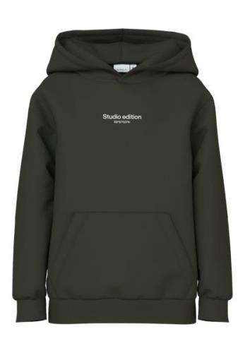 NAME IT Sweatshirt 'NKMBRODY'  mørkegrøn / hvid