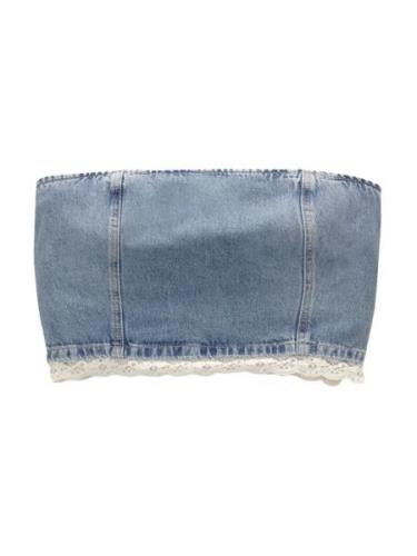 Pull&Bear Overdel  blue denim / hvid