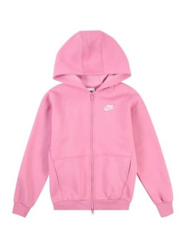 Nike Sportswear Sweatjakke 'CLUB FLEECE'  pink / hvid