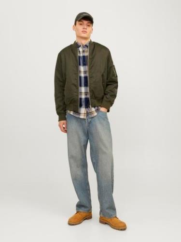 JACK & JONES Skjorte 'CLASSIC'  lysebeige / navy / brun