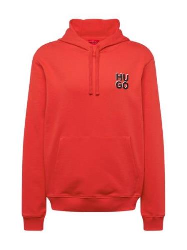 HUGO Sweatshirt 'Dimoni'  orangerød / sort / hvid