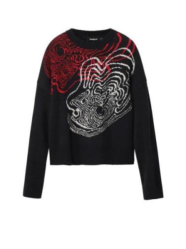 Desigual Pullover  rød / sort / hvid