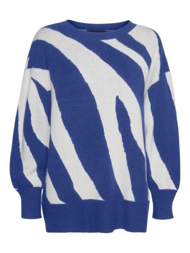 VERO MODA Pullover 'NANCY'  violetblå / hvid