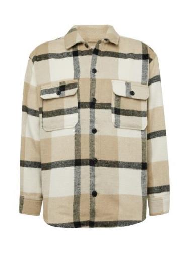 JACK & JONES Skjorte 'JEBRADLEY OLLIE'  creme / mørkebeige / sort