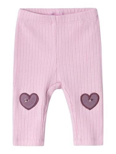 NAME IT Leggings 'NBFOLBA'  mørkegrøn / lysviolet / lyserød / hvid