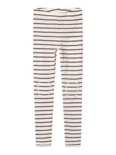 NAME IT Leggings  mørkebrun / hvid