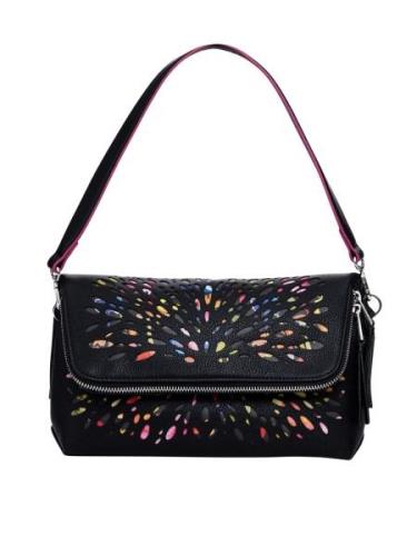 Desigual Skuldertaske 'Stained Glass'  siv / orange / fuchsia / sort