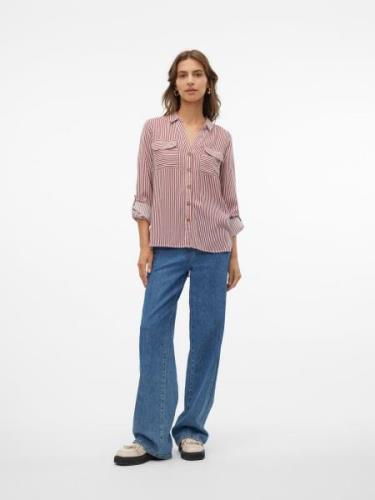 VERO MODA Bluse 'VMBumpy'  vinrød / hvid